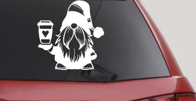 Gnome Love Coffee Heart Car or Truck Window Vinyl Decal Sticker