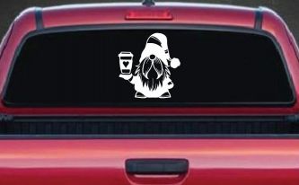 Gnome Love Coffee Heart Car or Truck Window Decal Sticker