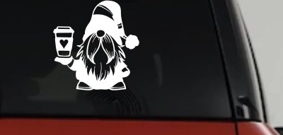 Gnome Love Coffee Heart Car or Truck Window Vinyl Decal Sticker