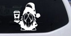Gnome Love Coffee Heart Car or Truck Window Decal Sticker