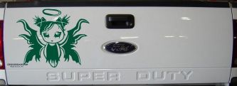 Gothic Girl Fallen Angel Gothic Halloween Car or Truck Window Decal Sticker (Dark Green)