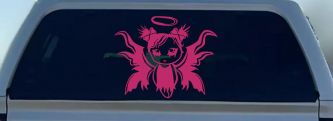 Gothic Girl Fallen Angel Gothic Halloween Car or Truck Window Decal Sticker (Hot Pink)