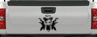 Gothic Girl Fallen Angel Gothic Halloween Car or Truck Window Decal Sticker (Matte Black)