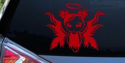 Gothic Girl Fallen Angel Gothic Halloween Car or Truck Window Decal Sticker (Red)