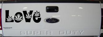 Love Marijuana Pot Leafs Car or Truck Window Decal Sticker (Black)