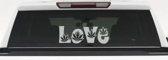 Love Marijuana Pot Leafs Car or Truck Window Decal Sticker (Light Gray)