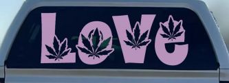 Love Marijuana Pot Leafs Car or Truck Window Decal Sticker (Lilac)
