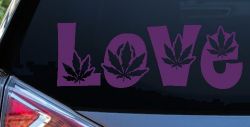 Love Marijuana Pot Leafs Car or Truck Window Vinyl Decal Sticker (Violet)