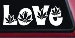 Love Marijuana Pot Leafs Car or Truck Window Decal Sticker