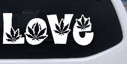 Love Marijuana Pot Leafs Car or Truck Window Decal Sticker