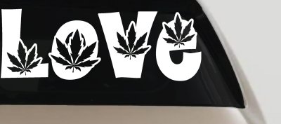 Love Marijuana Pot Leafs Car or Truck Window Vinyl Decal Sticker