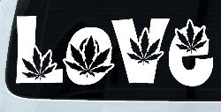 Love Marijuana Pot Leafs Car or Truck Window Decal Sticker