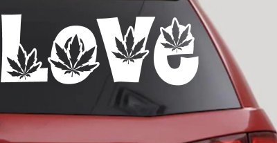 Love Marijuana Pot Leafs Car or Truck Window Vinyl Decal Sticker