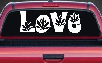 Love Marijuana Pot Leafs Car or Truck Window Decal Sticker