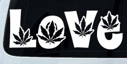 Love Marijuana Pot Leafs Car or Truck Window Decal Sticker