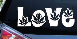 Love Marijuana Pot Leafs Car or Truck Window Decal Sticker