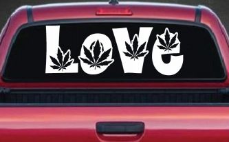 Love Marijuana Pot Leafs Car or Truck Window Decal Sticker