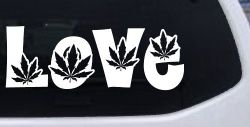 Love Marijuana Pot Leafs Car or Truck Window Decal Sticker