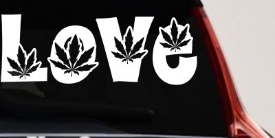 Love Marijuana Pot Leafs Car or Truck Window Vinyl Decal Sticker