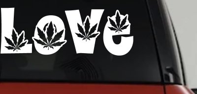 Love Marijuana Pot Leafs Car or Truck Window Vinyl Decal Sticker