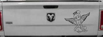 Tinkerbell Tinker Bell Angel with Halo Fairy Tale Cartoons Car or Truck Window Vinyl Decal Sticker (Black)