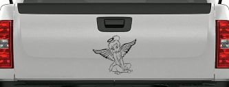 Tinkerbell Tinker Bell Angel with Halo Fairy Tale Cartoons Car or Truck Window Decal Sticker (Black)