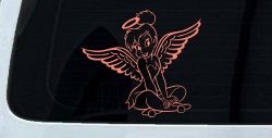 Tinkerbell Tinker Bell Angel with Halo Fairy Tale Cartoons Car or Truck Window Decal Sticker (Coral)