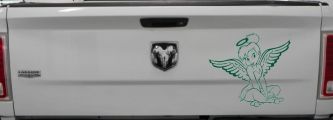 Tinkerbell Tinker Bell Angel with Halo Fairy Tale Cartoons Car or Truck Window Decal Sticker (Dark Green)
