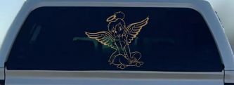 Tinkerbell Tinker Bell Angel with Halo Fairy Tale Cartoons Car or Truck Window Vinyl Decal Sticker (Light Brown)