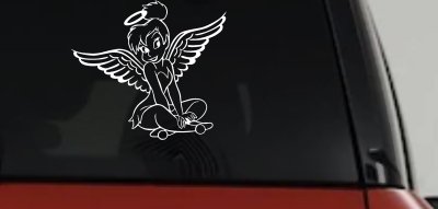 Tinkerbell Tinker Bell Angel with Halo Fairy Tale Cartoons Car or Truck Window Vinyl Decal Sticker