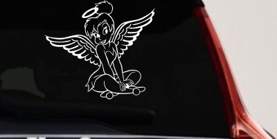 Tinkerbell Tinker Bell Angel with Halo Fairy Tale Cartoons Car or Truck Window Vinyl Decal Sticker