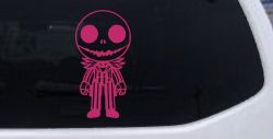 Baby Kid Jack Skellington Pumpkin King Gothic Halloween Car or Truck Window Decal Sticker (Hot Pink)