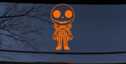 Baby Kid Jack Skellington Pumpkin King Gothic Halloween Car or Truck Window Decal Sticker (Orange)