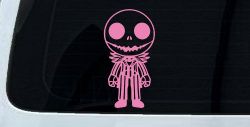 Baby Kid Jack Skellington Pumpkin King Gothic Halloween Car or Truck Window Decal Sticker (Pink)
