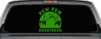 Cat With Guns Pew Pew Madafakas Funny Car or Truck Window Vinyl Decal Sticker (Lime)