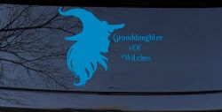 Granddaughter of Witches Gothic Halloween Car or Truck Window Decal Sticker (Blue)