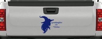 Granddaughter of Witches Gothic Halloween Car or Truck Window Vinyl Decal Sticker (Navy)