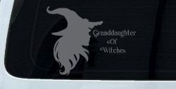Granddaughter of Witches Gothic Halloween Car or Truck Window Decal Sticker (Silver)