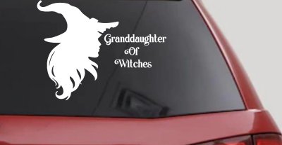 Granddaughter of Witches Gothic Halloween Car or Truck Window Vinyl Decal Sticker