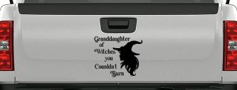 Granddaughter of Witches You Couldnt Burn Gothic Halloween Car or Truck Window Decal Sticker (Black)