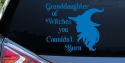 Granddaughter of Witches You Couldnt Burn Gothic Halloween Car or Truck Window Decal Sticker (Sky Blue)