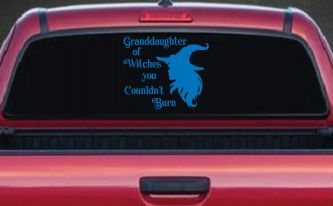 Granddaughter of Witches You Couldnt Burn Gothic Halloween Car or Truck Window Vinyl Decal Sticker (Sky Blue)
