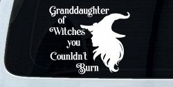 Granddaughter of Witches You Couldnt Burn Gothic Halloween Car or Truck Window Decal Sticker
