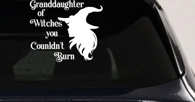 Granddaughter of Witches You Couldnt Burn Gothic Halloween Car or Truck Window Vinyl Decal Sticker