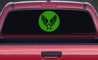 Army Air Corps Crest  Military Car or Truck Window Decal Sticker (Lime)