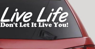 Live Life Don't Let It Live You Inspirational Car or Truck Window Vinyl Decal Sticker