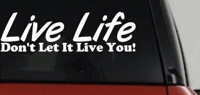 Live Life Don't Let It Live You Inspirational Car or Truck Window Vinyl Decal Sticker