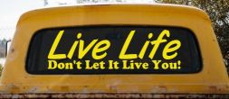 Live Life Don't Let It Live You Inspirational Car or Truck Window Decal Sticker (Yellow)