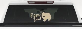 Pomeranian Pom Dad Dog Car or Truck Window Decal Sticker (Desert Sand)