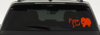 Pomeranian Pom Dad Dog Car or Truck Window Decal Sticker (Orange Red)